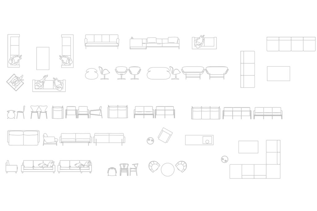 architectural drawing symbols furniture example 