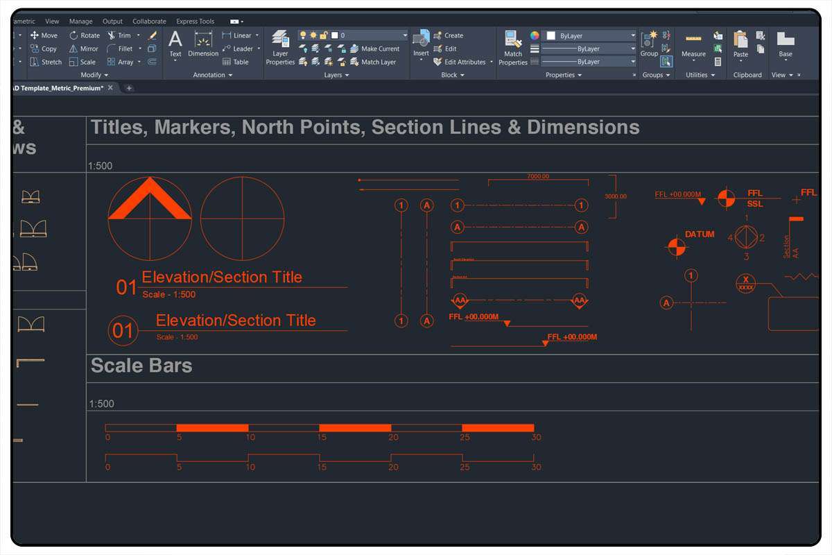 AutoCAD Architecture Template - Drawing Markers