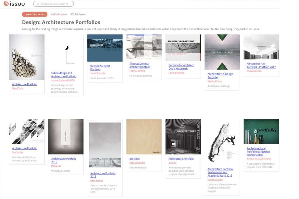 Where to find architecture portfolio examples