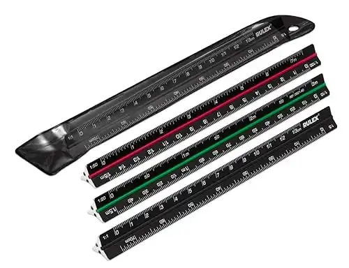 Mini Black Metal Triangular Scale Ruler