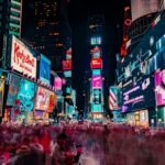 Urban - time-lapse photography of crowd of people on New York Time square during night time