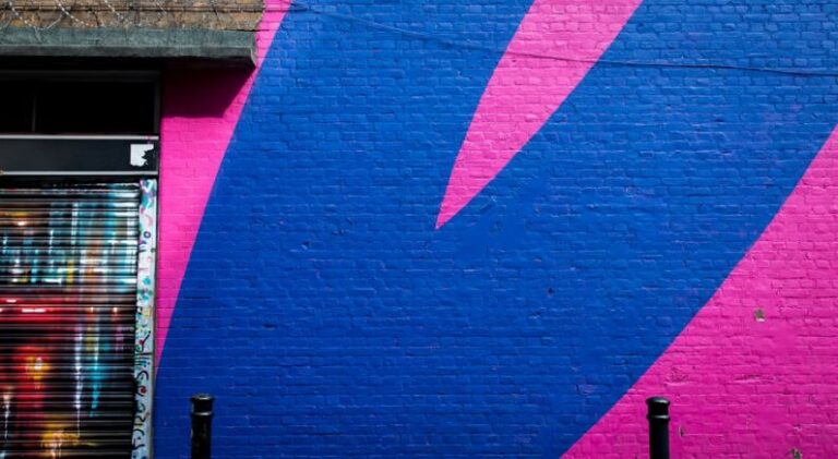 Urban - blue and pink commercial store wall