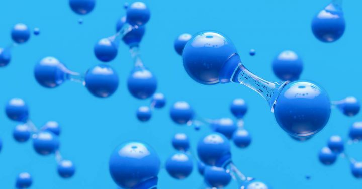 Hydrogen - Hydrogen Molecules Against Blue Background